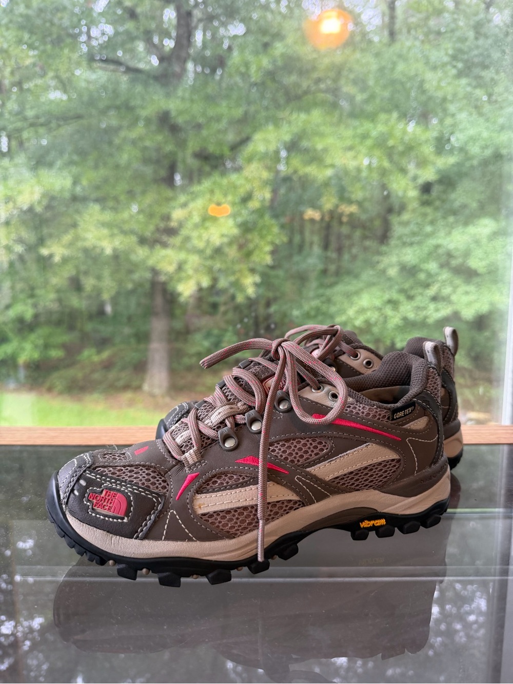 The North Face Women’s Brown and Red Hiking Trail Sneakers